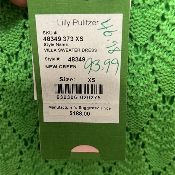 Lilly Pulitzer NWT Green Sweater Dress - Picture 3 of 4